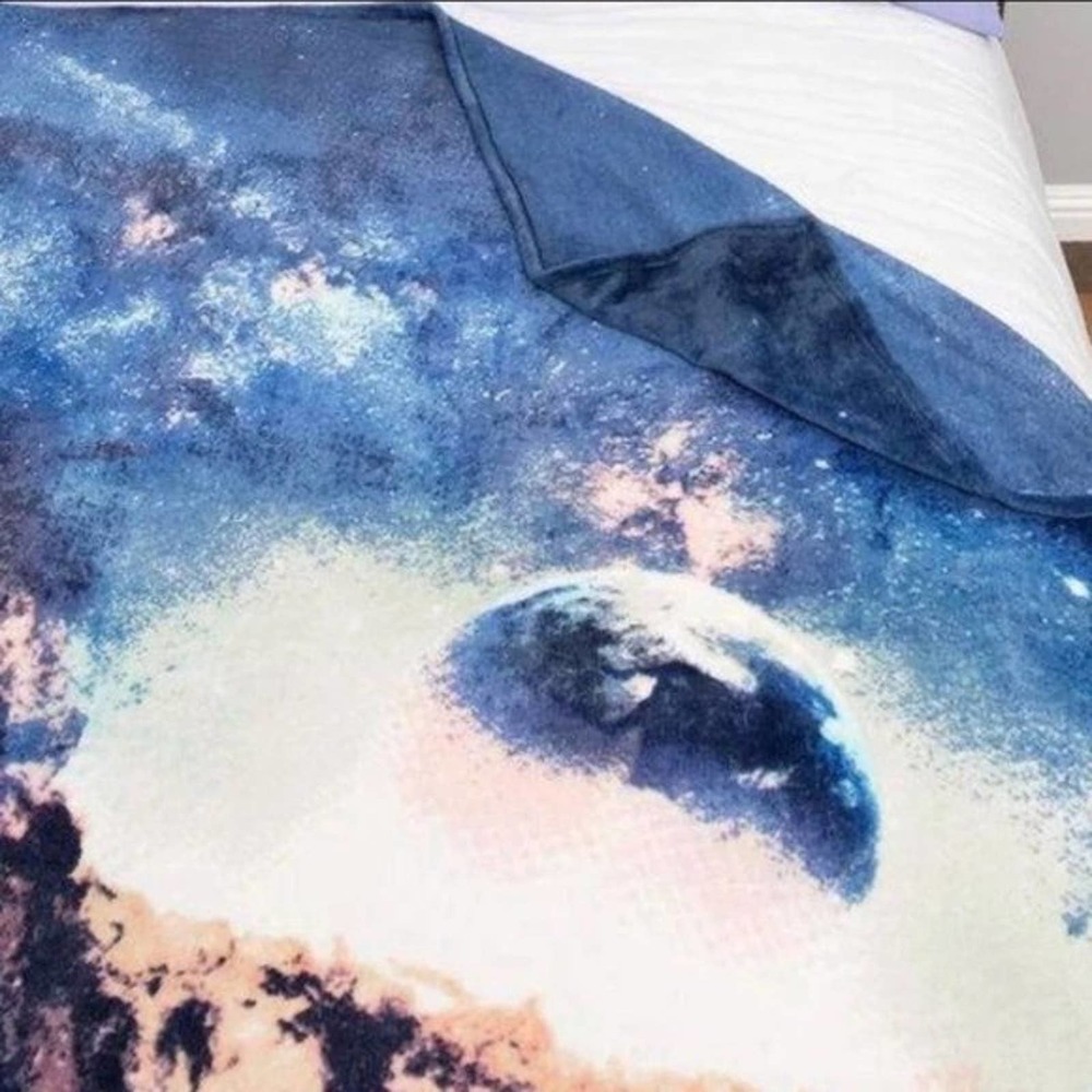 New with Tags Ankit Space Galaxy Print Plush Throw Blanket 50" x 60"
